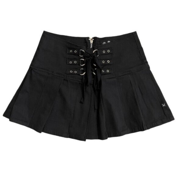 Tripp nyc Dresses & Skirts - Tripp NYC Daang Goodman Royal Bones Black Pleated Corset Mini Skirt Y2k
